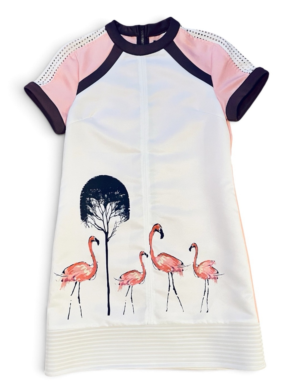 Plains & Prints Women’s Flamingo Print Size 4 Pink & White Dress